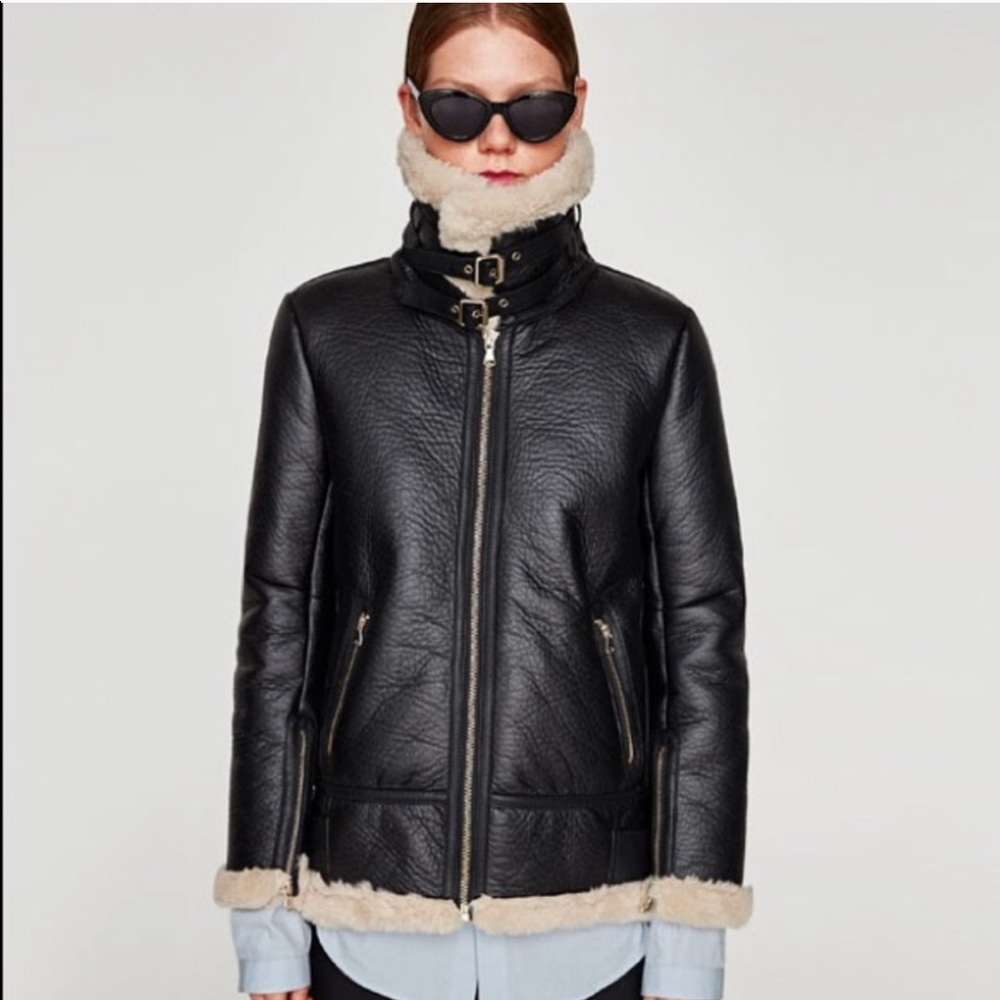 Zara leather jacket small, worn 3 times